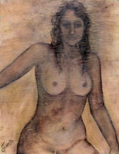 The Female Nude, study in posture 2, Oil & Charcoal on canvas